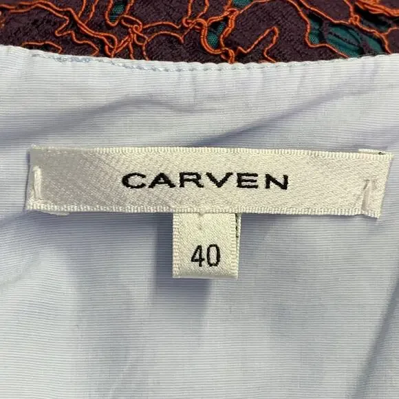 CARVEN Size M Orange Purple Guipure Lace Sleeveless Knee Length Cocktail Dress - Picture 7 of 9